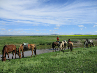 Nomadenfamilien in der Mongolei